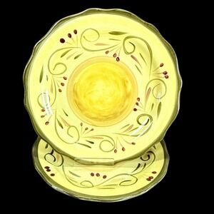 Home Trends Italian Villa Dinner Plates 11" Yellow & Green Set of 2